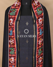 Load image into Gallery viewer, Black Banarasi Silk Unstitched Suit Set
