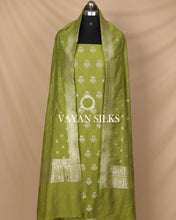 Load image into Gallery viewer, Green Moonga Silk Unstitched Suit Set