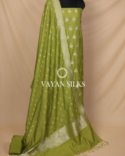 Load image into Gallery viewer, Green Moonga Silk Unstitched Suit Set