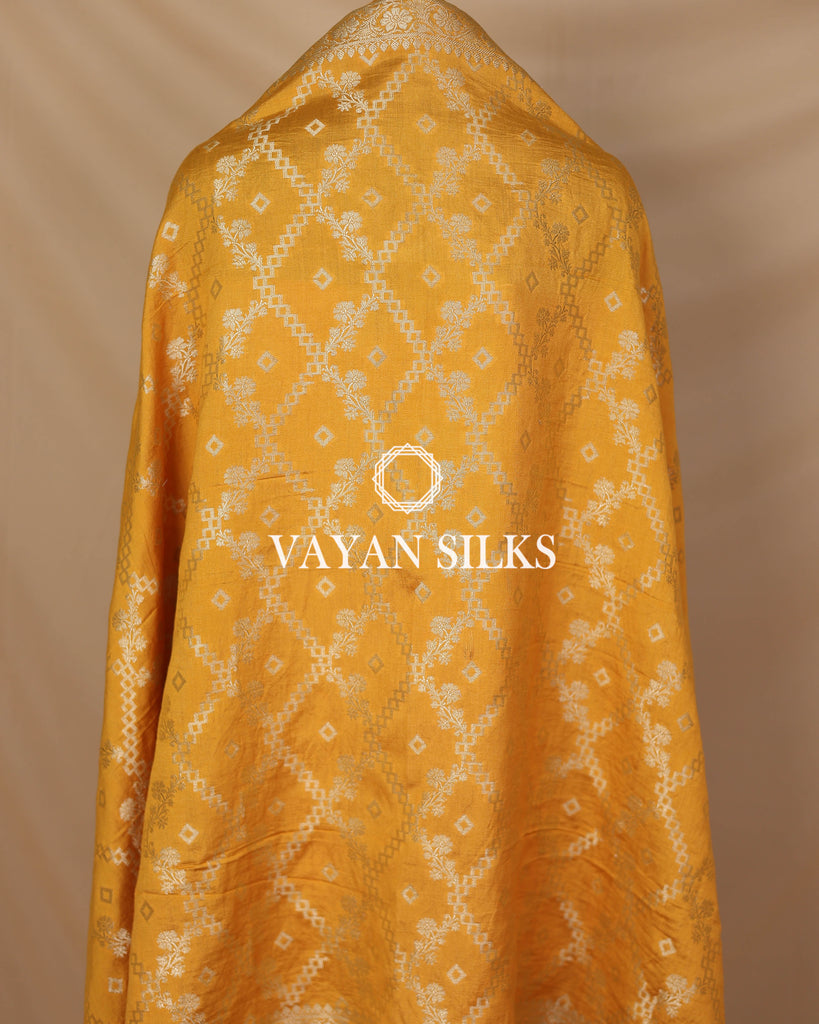 Mustard Moonga Silk Unstitched Suit Set
