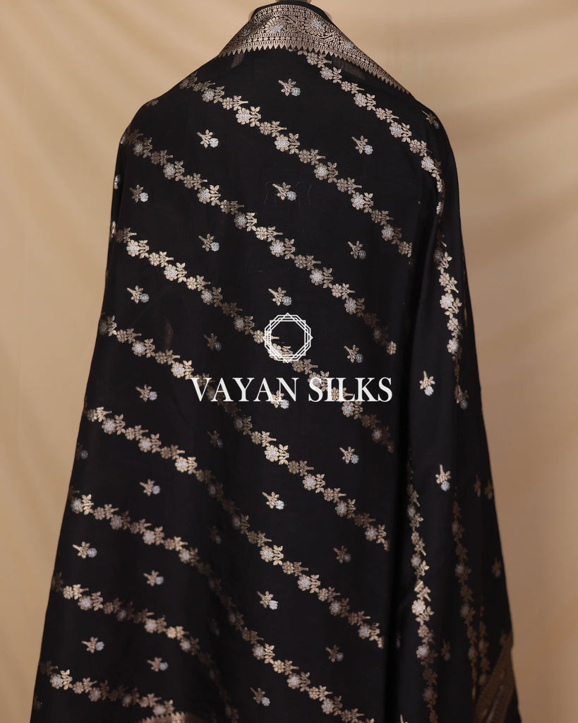 Black Moonga Silk Unstitched Suit Set