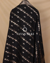 Load image into Gallery viewer, Black Moonga Silk Unstitched Suit Set