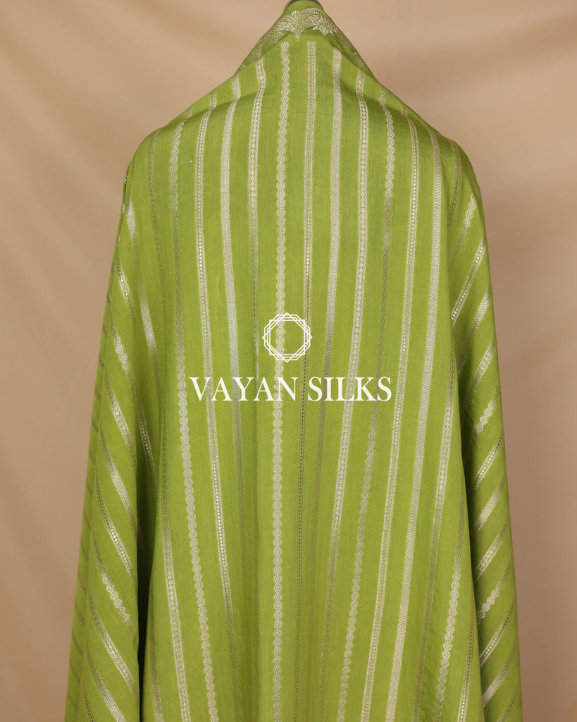 Olive Green Moonga Silk Unstitched Suit Set