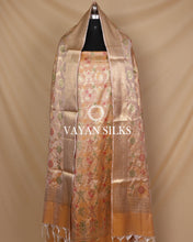 Load image into Gallery viewer, Peach Banarasi Silk Unstitched Suit Set