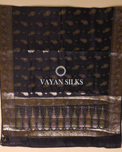 Load image into Gallery viewer, Black Pure Dupion Katan Silk Saree