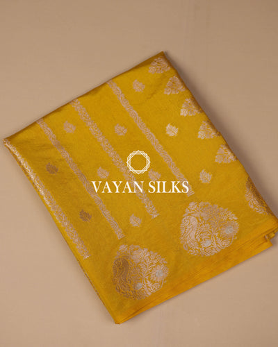 Yellow Banarasi Dupion Silk Saree