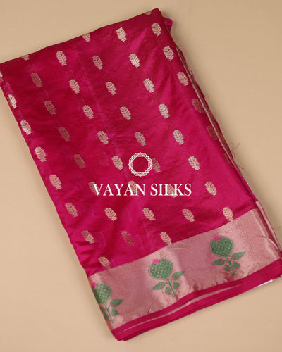 Hot Pink Banarasi Katan Silk Saree