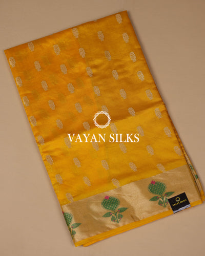 Bright Yellow Banarasi Katan Silk Saree