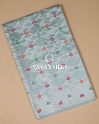 Ice Blue Dupion Silk Saree