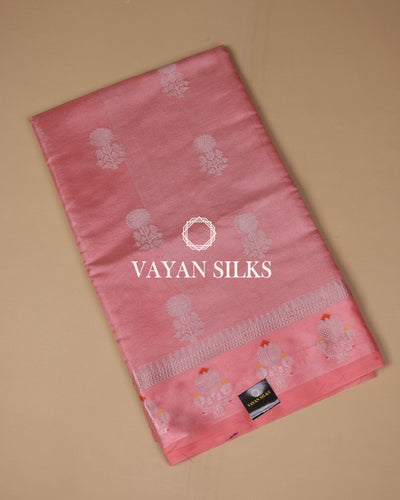 Baby Pink Banarasi Katan Silk Saree
