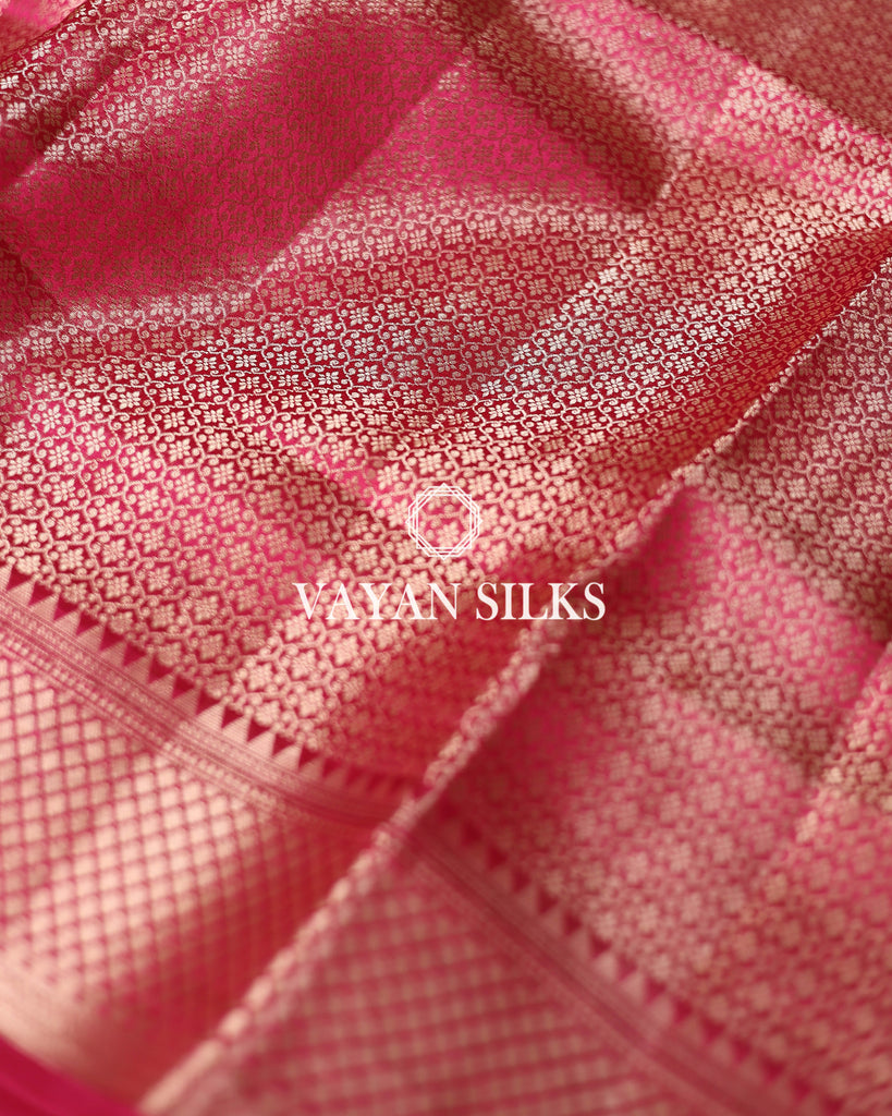 Rani Pink Pure Dupion Katan Silk Saree