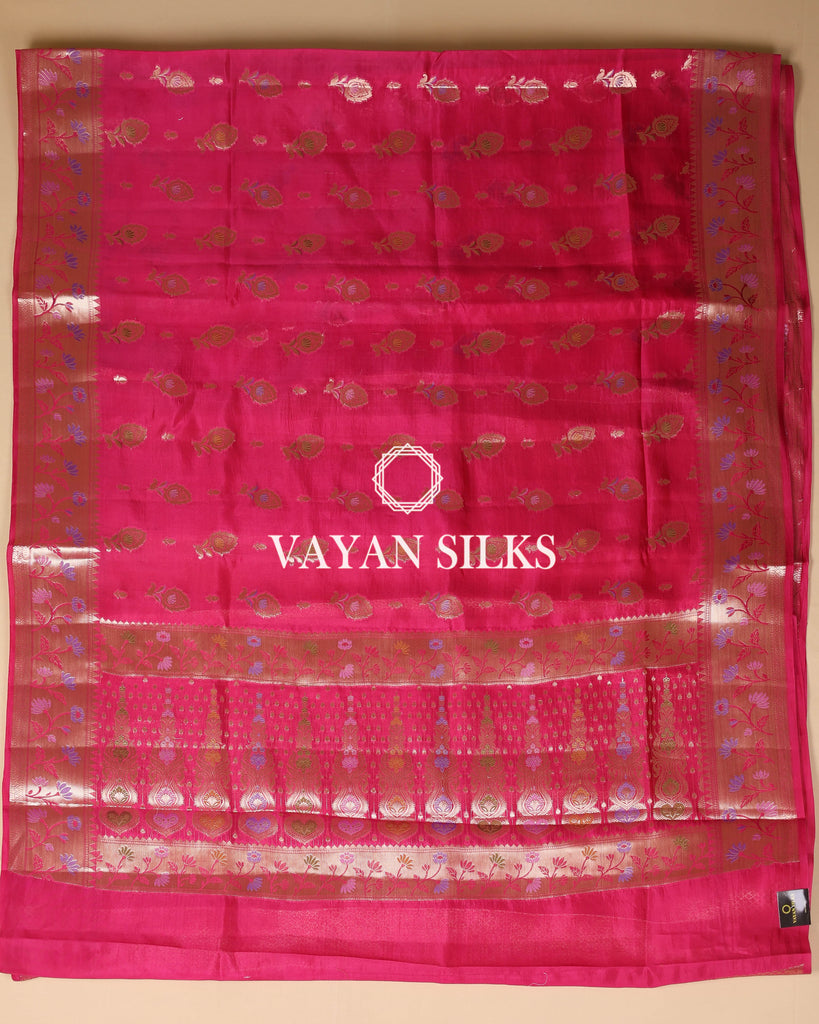 Rani Pink Pure Dupion Katan Silk Saree