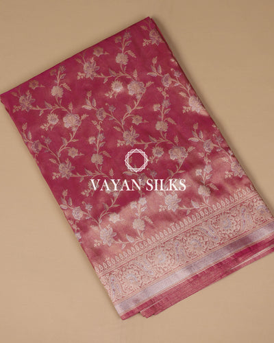 Rose Gold & Pink Banarasi Tissue Silk Saree