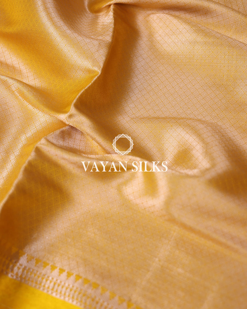 Yellow Banarasi Katan Silk Saree