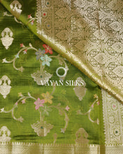 Load image into Gallery viewer, Green Pure Dupion Katan Silk Saree
