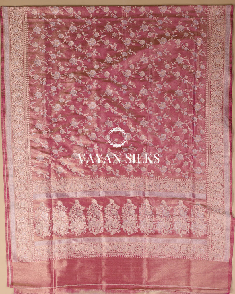 Onion Pink Pure Dupion Katan Silk Saree