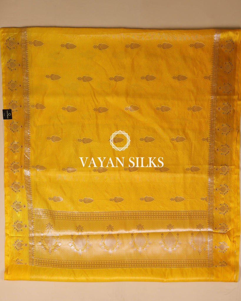 Yellow Banarasi Katan Silk Saree