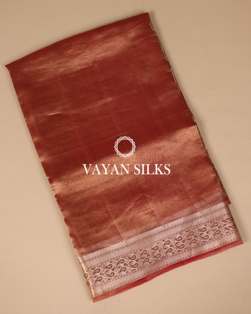 Rust Pure Tissue Silk Saree