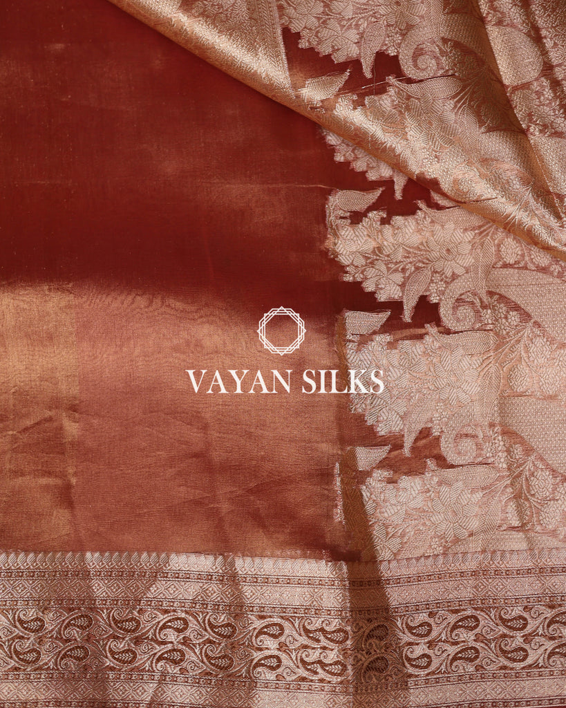 Rust Pure Tissue Silk Saree