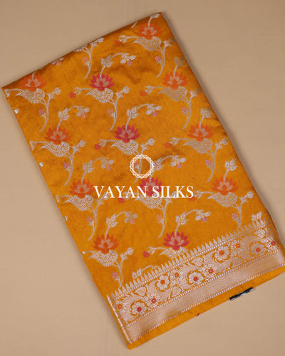 Mustard Banarasi Dupion Silk Saree