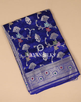 Royal Blue Pure Dupion Katan Silk Saree