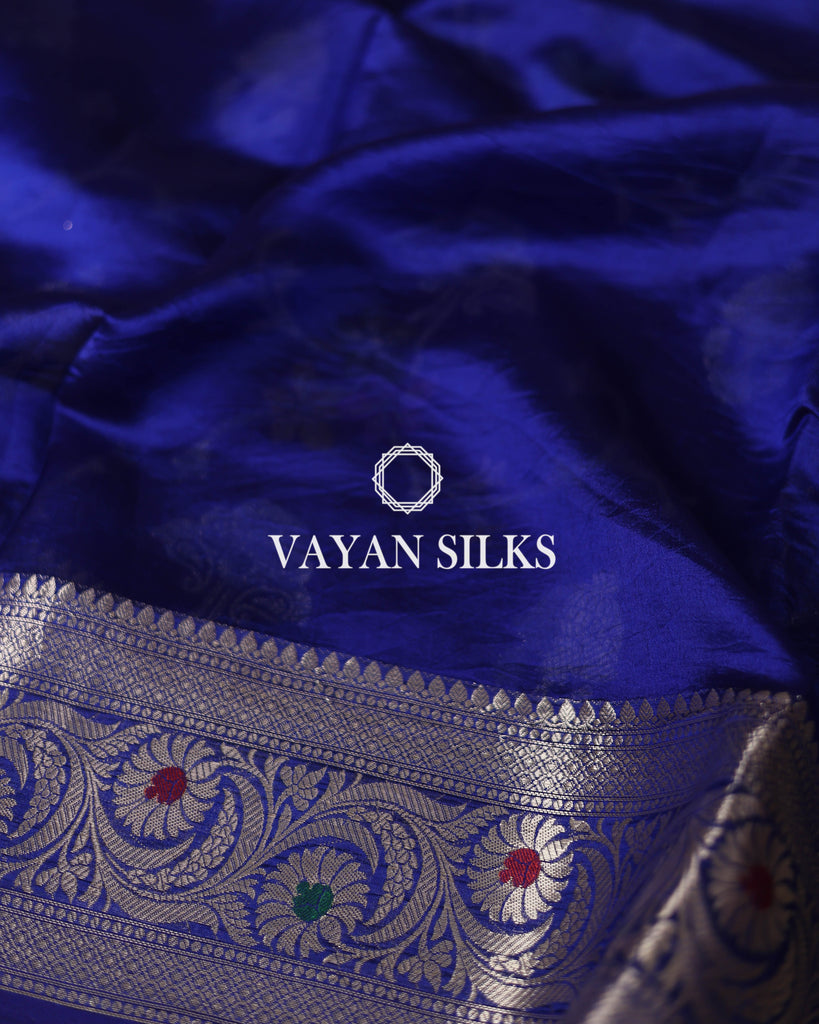 Royal Blue Pure Dupion Katan Silk Saree