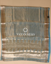 Load image into Gallery viewer, Sea Blue Pure Tissue Silk Saree