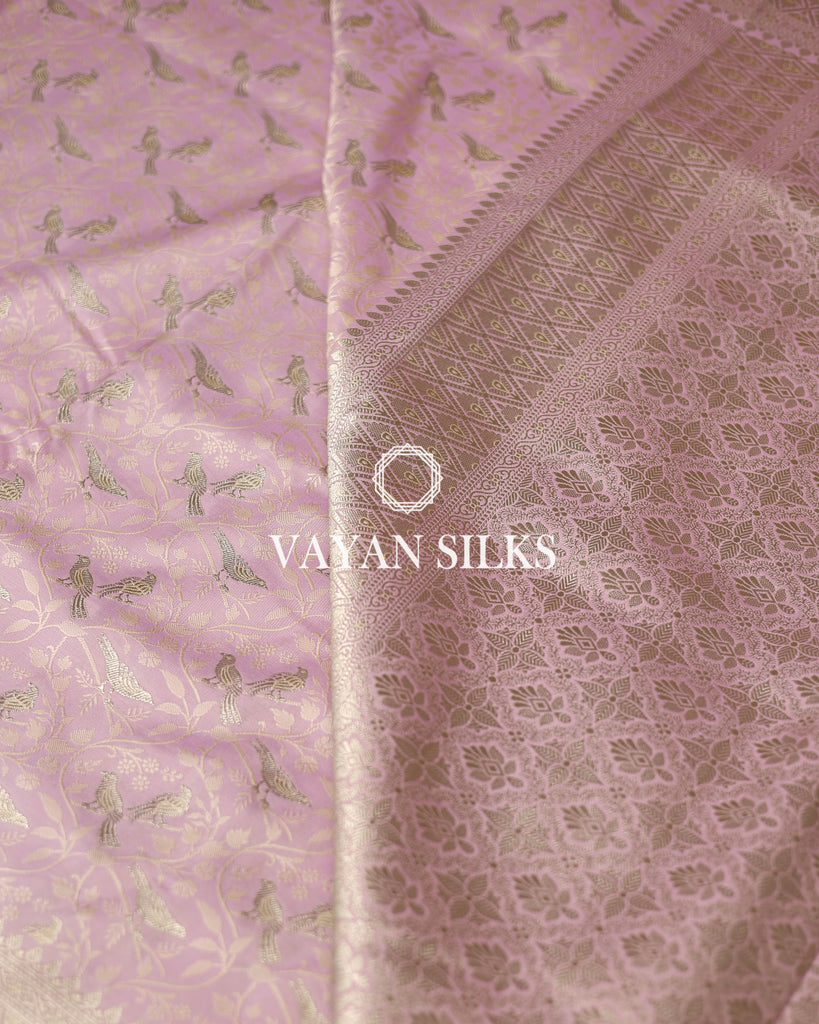 Lavender Banarasi Mushru Silk Saree