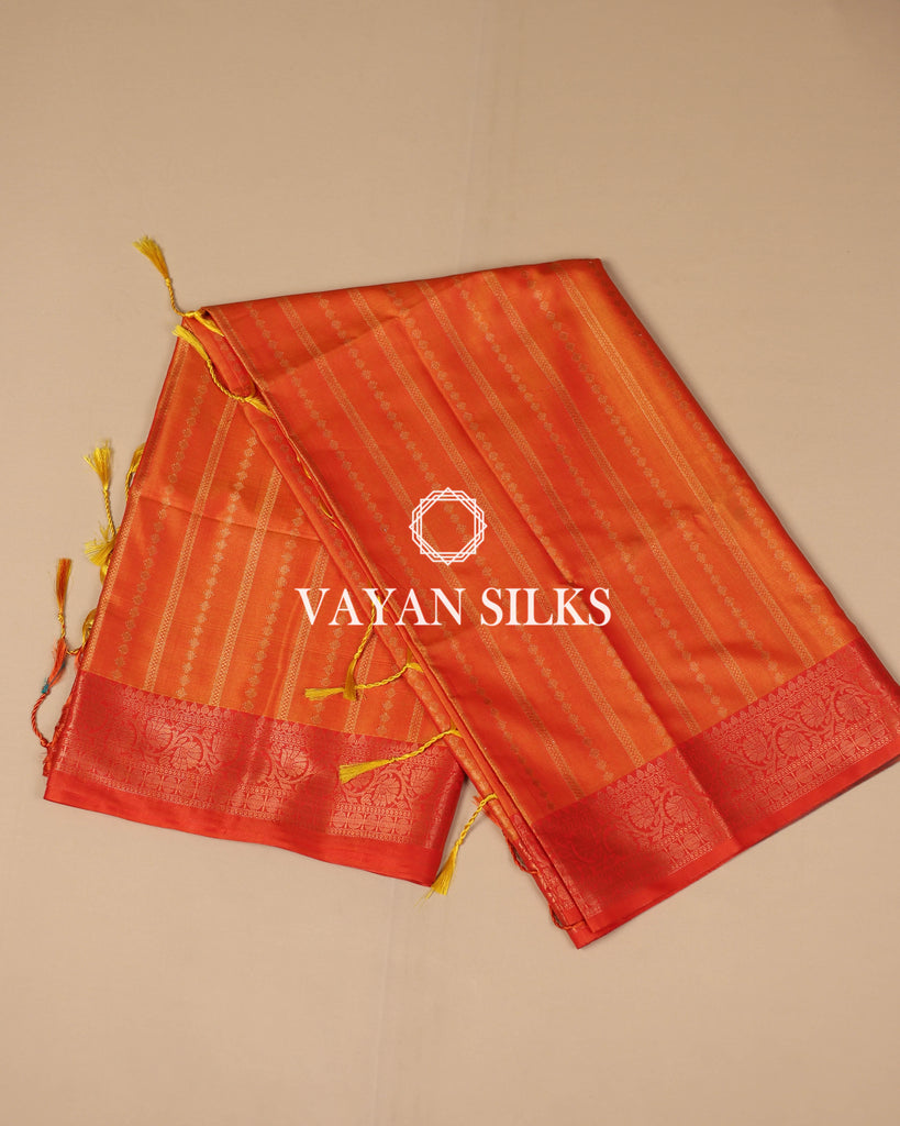 Orange Green Banarasi Art Silk Saree