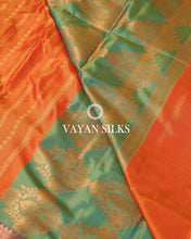 Load image into Gallery viewer, Orange Green Banarasi Art Silk Saree