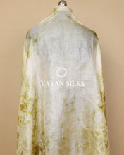 Load image into Gallery viewer, Cream Olive Green Woven Pure Tussar Silk Unstitched Suit Set
