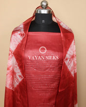 Load image into Gallery viewer, Red White Woven Pure Tussar Silk Unstitched Suit Set