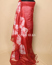 Load image into Gallery viewer, Red White Woven Pure Tussar Silk Unstitched Suit Set
