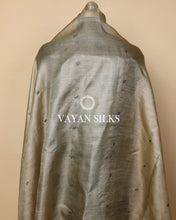 Load image into Gallery viewer, Green Beige Woven Pure Tussar Silk Unstitched Suit Set