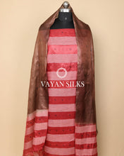Load image into Gallery viewer, Dark Brown Red Woven Pure Tussar Silk Unstitched Suit Set