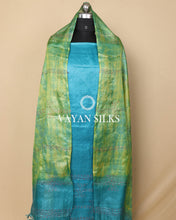 Load image into Gallery viewer, Green Blue Woven Pure Tussar Silk Unstitched Suit Set