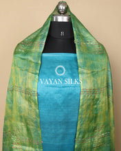 Load image into Gallery viewer, Green Blue Woven Pure Tussar Silk Unstitched Suit Set