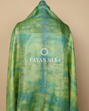 Load image into Gallery viewer, Green Blue Woven Pure Tussar Silk Unstitched Suit Set