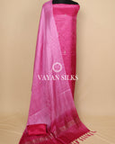 Pink Woven Pure Tussar Silk Unstitched Suit Set