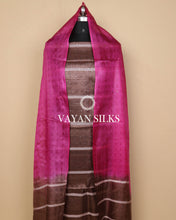 Load image into Gallery viewer, Pink Brown Woven  Pure Tussar Silk Unstitched Suit Set