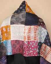 Load image into Gallery viewer, Handcrafted Multicolor Kantha Patchwork Tussar Silk  Stole