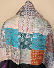 Load image into Gallery viewer, Handcrafted Multicolor Kantha Patchwork Tussar Silk  Stole