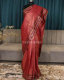 Red Woven Pure Tussar Silk Saree