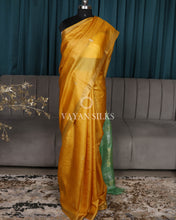 Load image into Gallery viewer, Mustard Light Green Pure Tussar Silk Saree