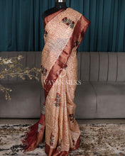 Load image into Gallery viewer, Peach Maroon Printed Pure Tussar Silk Saree