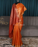 Orange Red Woven Pure Tussar Silk Saree