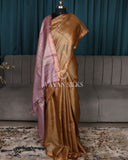 Copper Lavender Woven Pure Tussar Silk Saree