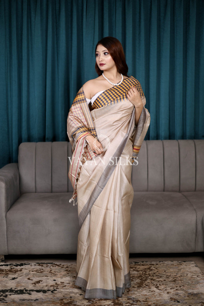 Kosa Color Weaving Pure Tussar Silk Saree