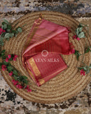 Red Ombre Woven Pure Tussar Silk Saree