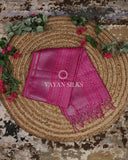 Hot Pink Woven Tissue Tussar Silk Saree